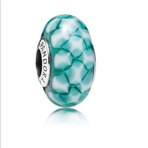 Retired Pandora Teal Lattice S925 Ale Charm